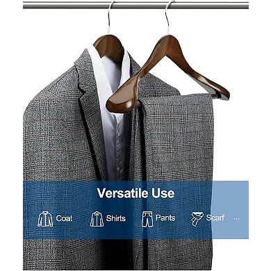 HOUSE DAY Wide Shoulder Suit Wooden Hangers Walnut