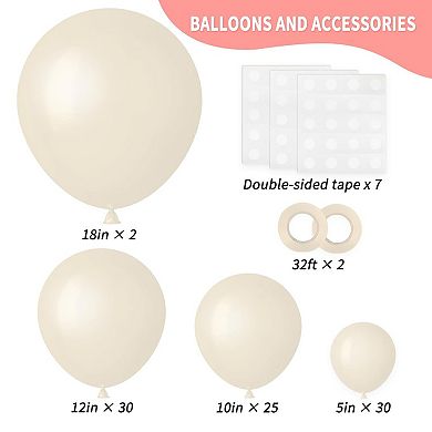 Sand White Balloons, Different Sizes 87 pcs for Garland Arch, Party, Graduation, & Wedding