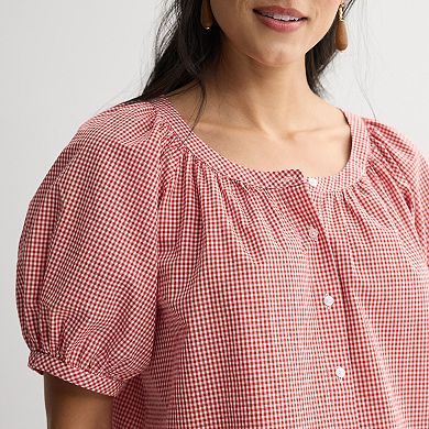Women's Sonoma Goods For Life® Puff Sleeve Button Front Top