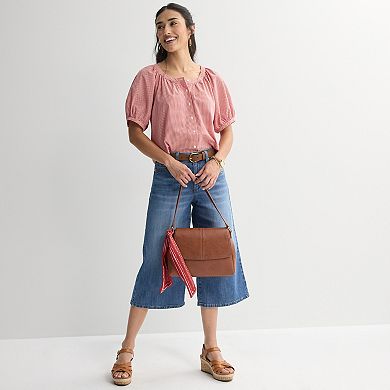 Women's Sonoma Goods For Life® Puff Sleeve Button Front Top