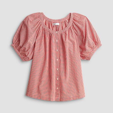 Women's Sonoma Goods For Life® Puff Sleeve Button Front Top