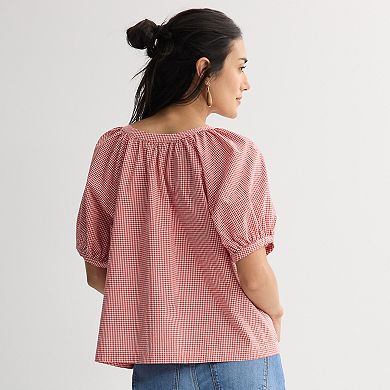Women's Sonoma Goods For Life® Puff Sleeve Button Front Top