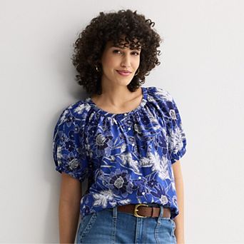 Women's Sonoma Goods For Life® Puff Sleeve Button Front Top