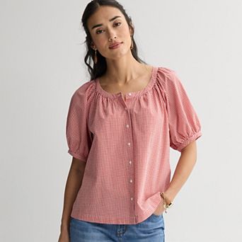 Women's Sonoma Goods For Life® Puff Sleeve Button Front Top