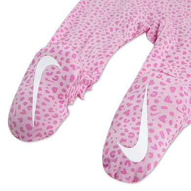 Newborn Baby Girl Nike Heart Speckle Printed Coverall