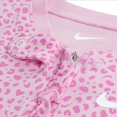 Newborn Baby Girl Nike Heart Speckle Printed Coverall