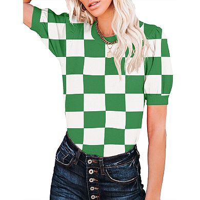 Women's Lightweight Round Neck Knit Vest Short Sleeve Pullover Sweaters