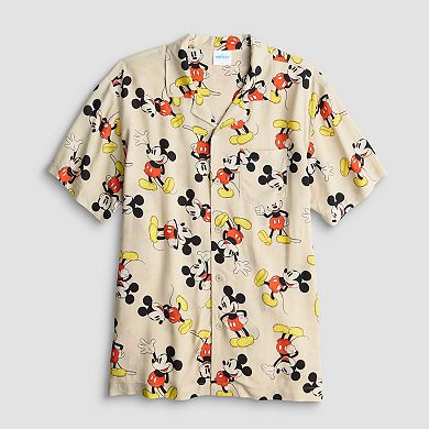 Men's Disney's Mickey Mouse Short Sleeve Button-Down Shirt