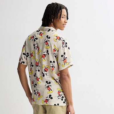 Men's Disney's Mickey Mouse Short Sleeve Button-Down Shirt