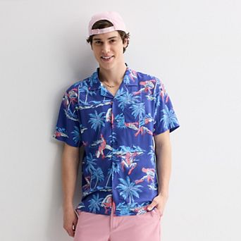 Men's Marvel Spider-Man Tropical Short Sleeve Button-Down Shirt