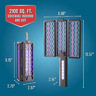 Flowtron Bug Zapper Racket 2-in-1 Functionality, Portable, 2100 Sq. Ft. Coverage