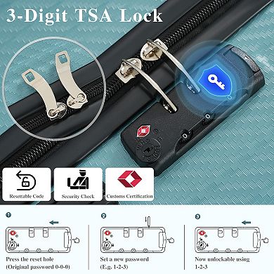 Merax 6-Piece Luggage Set, Durable Hardshell ABS Suitcase with Spinner Wheels, TSA Lock