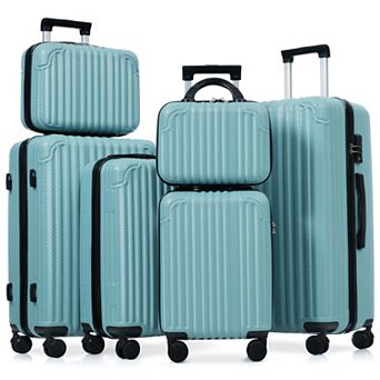 Merax 6 pc Luggage Set, Durable Hardshell ABS Suitcase with Spinner Wheels, TSA Lock