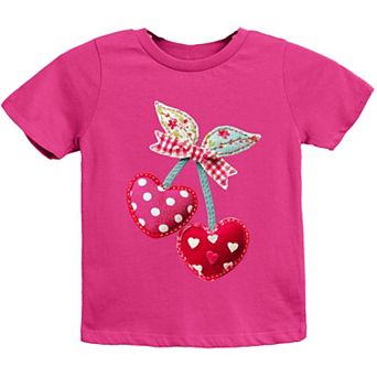Cherry Hearts Patchwork Print - Youth Short Sleeve Graphic T-Shirt
