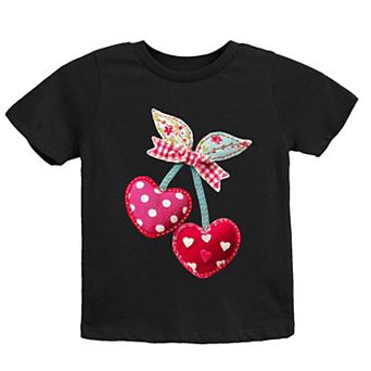 Cherry Hearts Patchwork Print - Youth Short Sleeve Graphic T-Shirt
