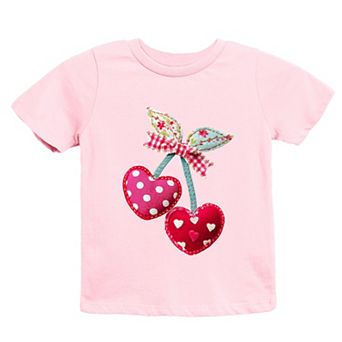 Cherry Hearts Patchwork Print - Youth Short Sleeve Graphic T-Shirt