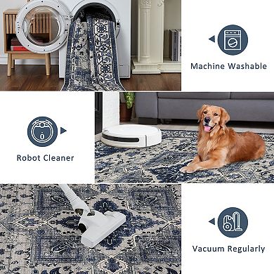 Area Rugs Washable Carpet Nursery Dining Home Office Camel 6X9