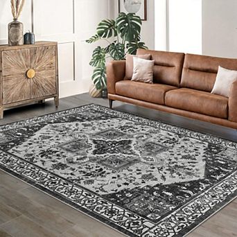 Area Rugs for Living Room, Washable Carpet brown 5*7ft