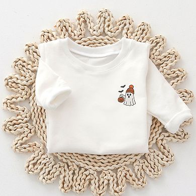 Embroidered Beanie Ghost - Toddler Graphic Sweatshirt