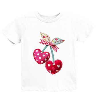 Cherry Hearts Patchwork Print - Youth Short Sleeve Graphic T-Shirt
