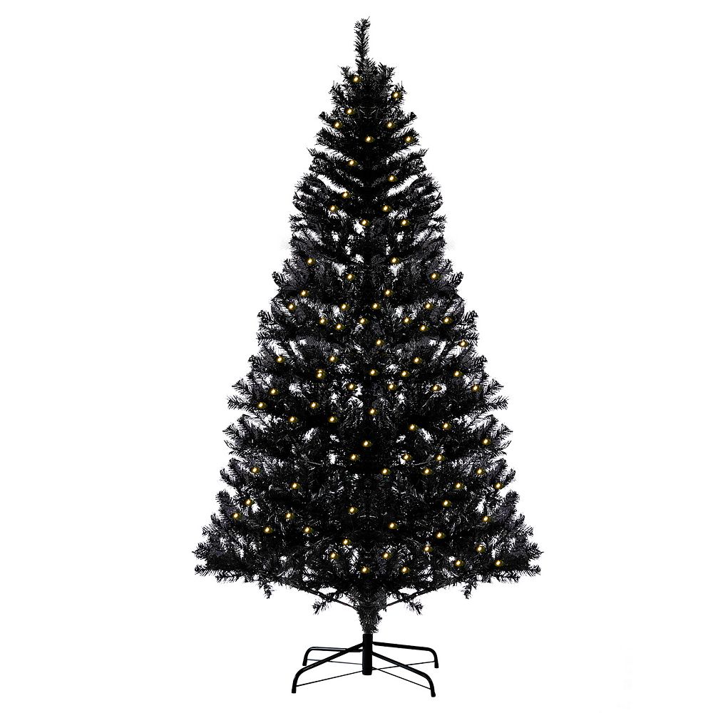 6.5 Ft Prelit Artificial Christmas Tree with 250 LED 818 Tips Black