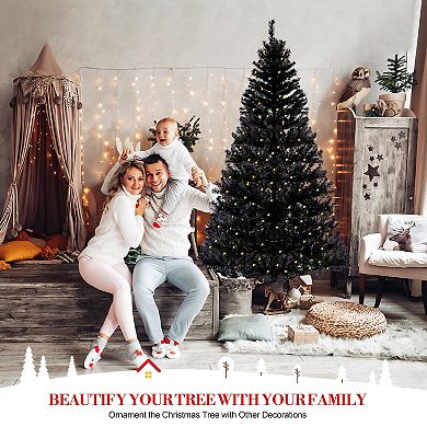 6.5 Ft Prelit Artificial Christmas Tree with 250 LED 818 Tips Black