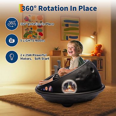 12V Kids Bumper Car, Electric Ride On Toy w/Remote Control, 360 Degree Spin, Music, 2 Speeds