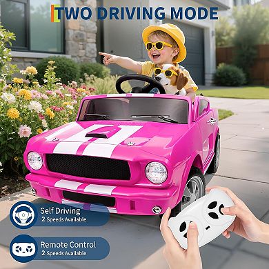 12V Licensed Shelby GT350 Ride On Car, Ford Kids Electric Vehicle with Remote Control, 2 Speeds