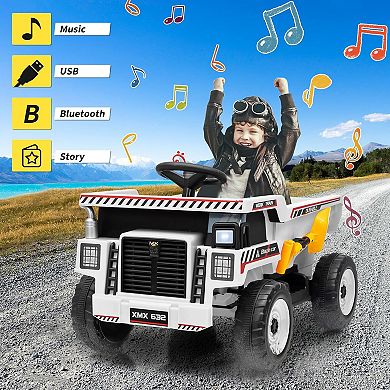 12V Kids Ride On Dump Truck, Electric Construction Vehicle with Remote Control, Dump Bed,Suspension