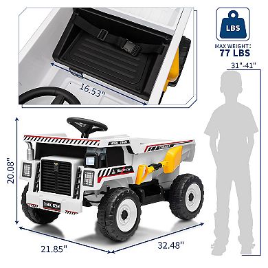 12V Kids Ride On Dump Truck, Electric Construction Vehicle with Remote Control, Dump Bed,Suspension