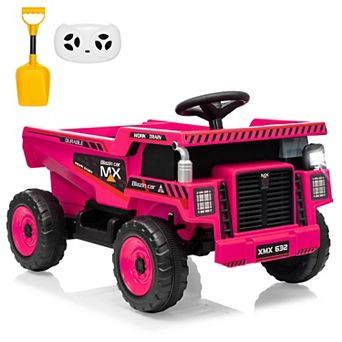 12V Kids Ride On Dump Truck, Electric Construction Vehicle with Remote Control, Dump Bed,Suspension