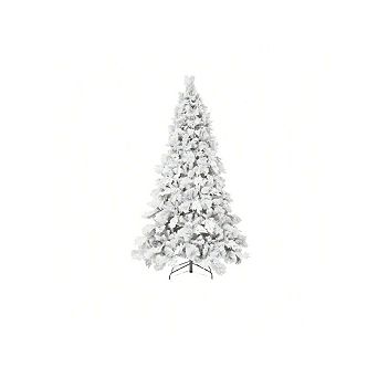 Prelit Snow Flocked Spruce Artificial Christmas Tree with Incandescent Warm White Lights & Foldable