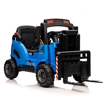 12V Kids Ride On Forklift Car, Electric Toy w/Remote, Liftable Fork & Pallet, 2 Speeds, Music, USB