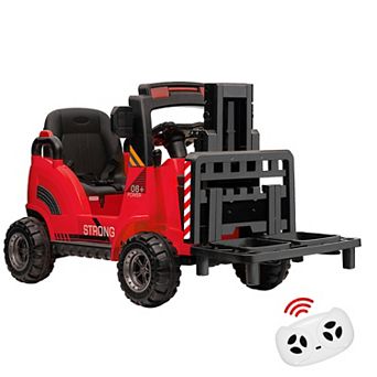 12V Kids Ride On Forklift Car, Electric Toy w/Remote, Liftable Fork & Pallet, 2 Speeds, Music, USB