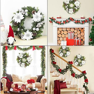 Artificial Pine Christmas Wreath with Red Berries Durable Indoor/Outdoor Decor for Wall & Window