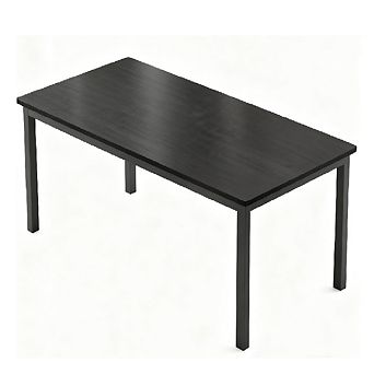 Industrial Dining Table:Wooden Rectangular Desk with Metal Legs Round Corners for Multiple Rooms