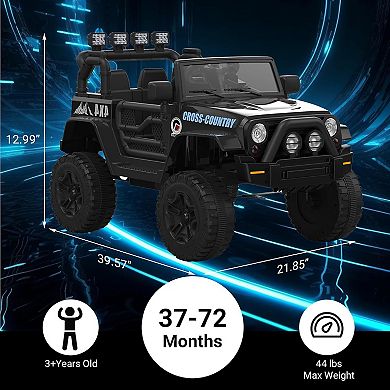 2-Seater 12V Ride On Truck for Kids w/Remote, LED Lights, MP3 Player, All-Terrain Wheels