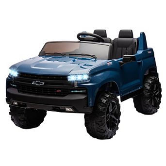 24V 2-Seater Kids Ride On Truck, Licensed Chevrolet Silverado Electric Car w/Remote, LED Lights