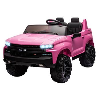 24V 2-Seater Kids Ride On Truck, Licensed Chevrolet Silverado Electric Car w/Remote, LED Lights