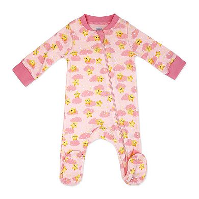 Baby Girls 6 Piece Let's Hug Footed Sleeper, Bibs, and Socks Set