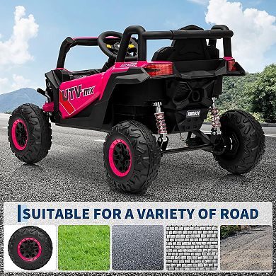 12V Kids Ride On UTV Truck with Remote, Switchable 4WD/2WD, Spring Suspension, EVA Tires, Lights