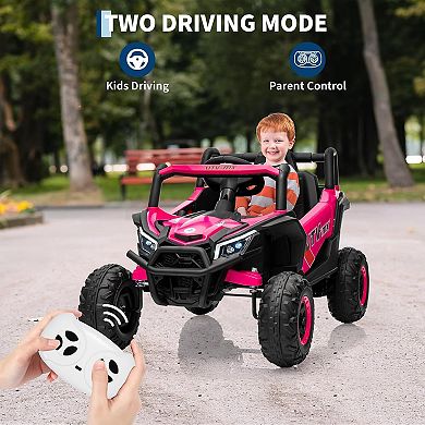 12V Kids Ride On UTV Truck with Remote, Switchable 4WD/2WD, Spring Suspension, EVA Tires, Lights