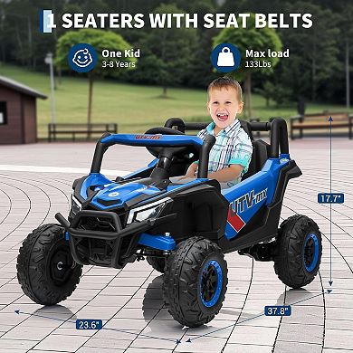 12V Kids Ride On UTV Truck with Remote, Switchable 4WD/2WD, Spring Suspension, EVA Tires, Lights