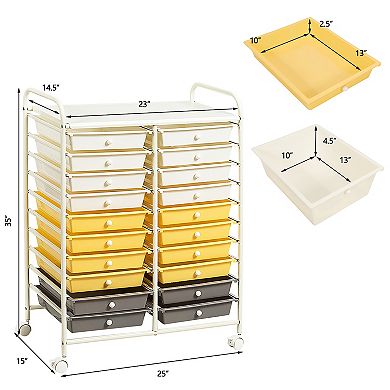 Costway 20 Drawers Rolling Storage Cart Art Craft Organizer on Wheels Multipurpose