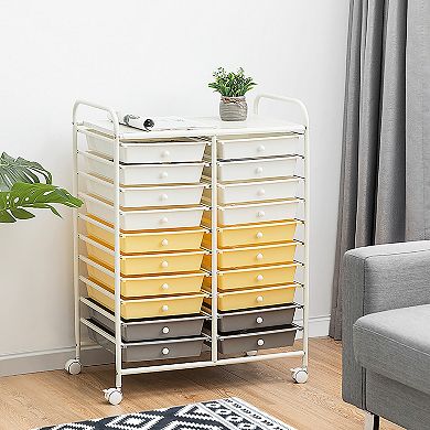 Costway 20 Drawers Rolling Storage Cart Art Craft Organizer on Wheels Multipurpose
