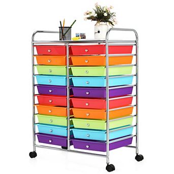 Costway 20 Drawers Rolling Storage Cart Art Craft Organizer on Wheels Multipurpose