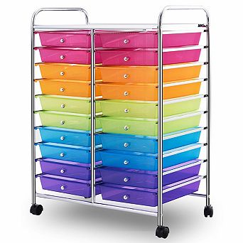 Costway 20 Drawers Rolling Storage Cart Art Craft Organizer on Wheels Multipurpose