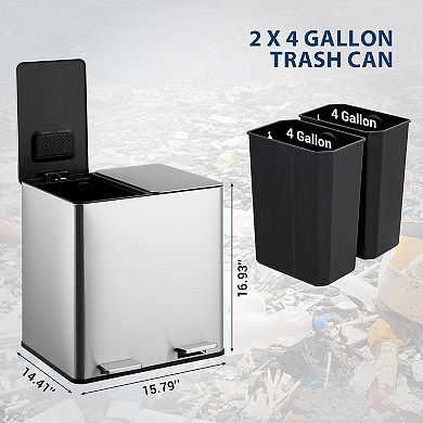 Stainless Steel 2-Compartment Trash Can​