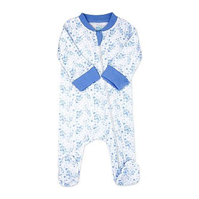 Baby Girls 6 Piece Floral Bluebird Footed Sleeper, Bibs, and Socks Set