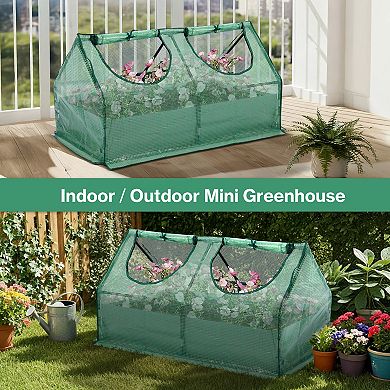 Aoodor 6x3x3 FT Raised Garden Bed with Mini Greenhouse Cover